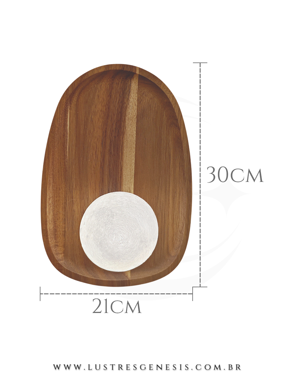 Arandela de Parede 30X21cm Globo Branco Madeira para Sala de Estar Quarto Hall Corredor e Lavabo